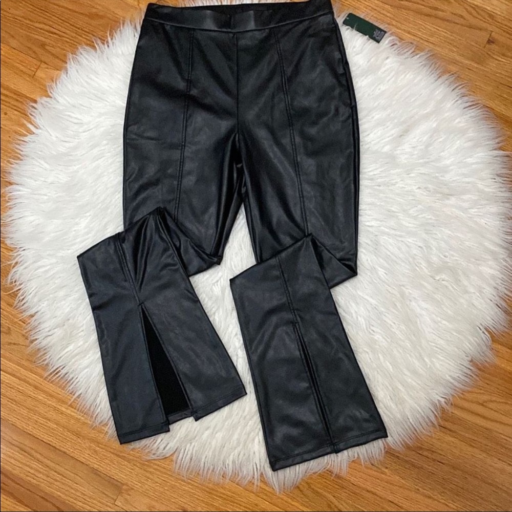 Wild Fable Split Hem Faux Leather Pants Black Med